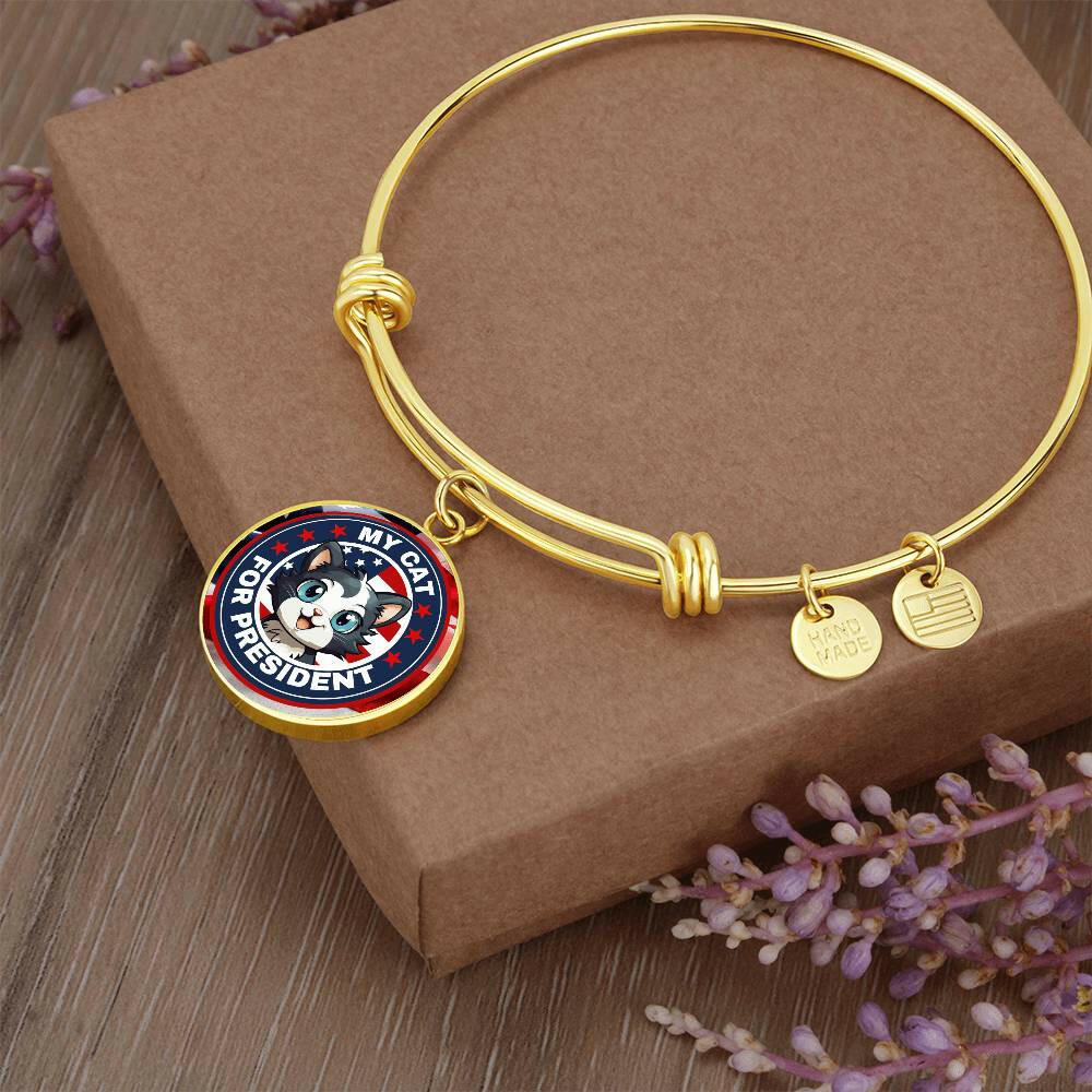 My Cat for Prez Adjustable Bangle Bracelet - Jewelry - Epileptic Al’s Shop