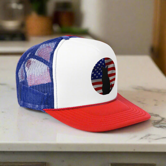 Patriotic Kitty Trucker Cap - Hats - Epileptic Al’s Shop