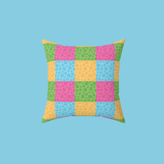 Paw Patchwork Spun Polyester Square Pillow - Home Decor - Epileptic Al’s Shop