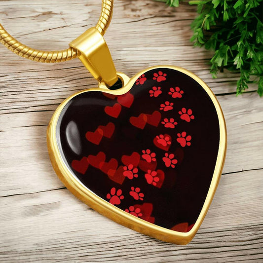 Paws on Heart Necklace - Jewelry - Epileptic Al’s Shop