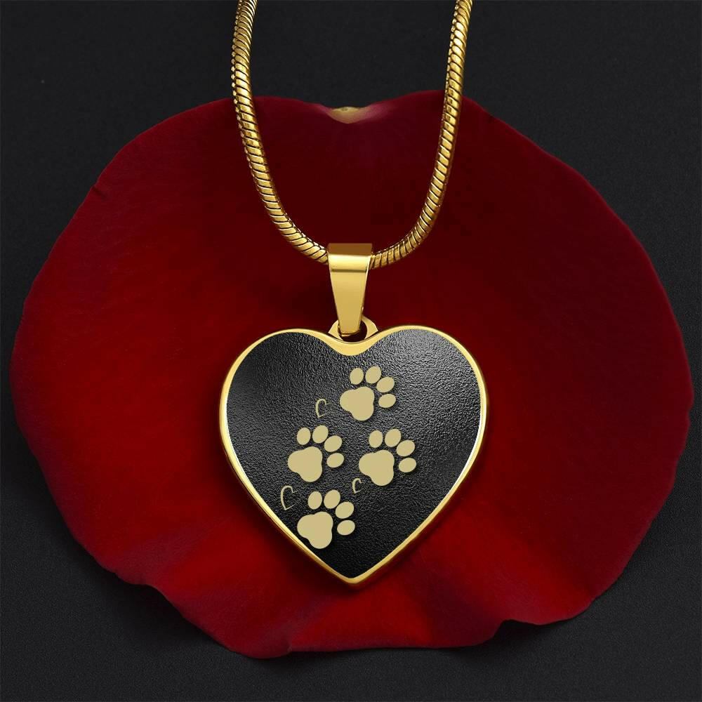 Paws on Heart Necklace - Jewelry - Epileptic Al’s Shop