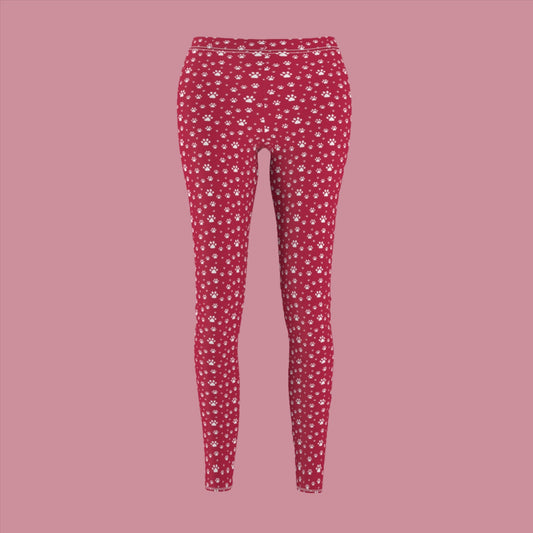 Paws on Red Women's Cut & Sew Casual Leggings - All Over Prints - Epileptic Al’s Shop