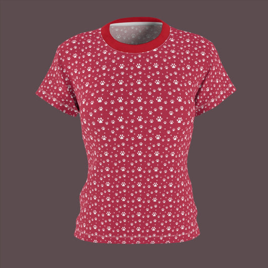 Paws on Red Women's Cut & Sew Tee - All Over Prints - Epileptic Al’s Shop