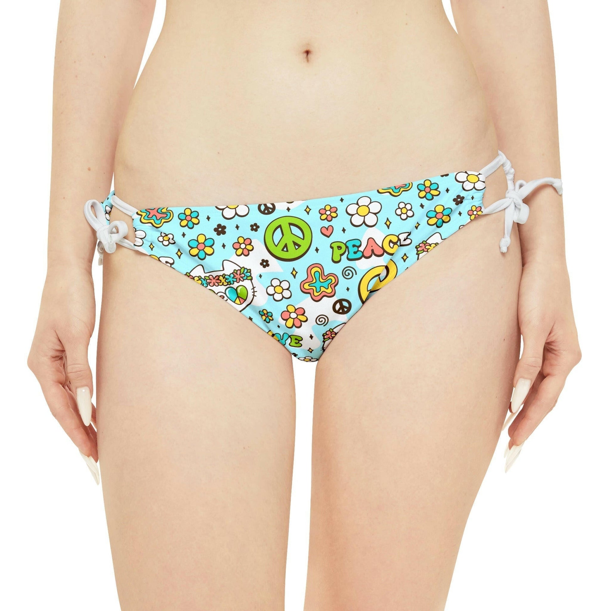 Peace & Love Kitty Strappy Bikini Set - All Over Prints - Epileptic Al’s Shop