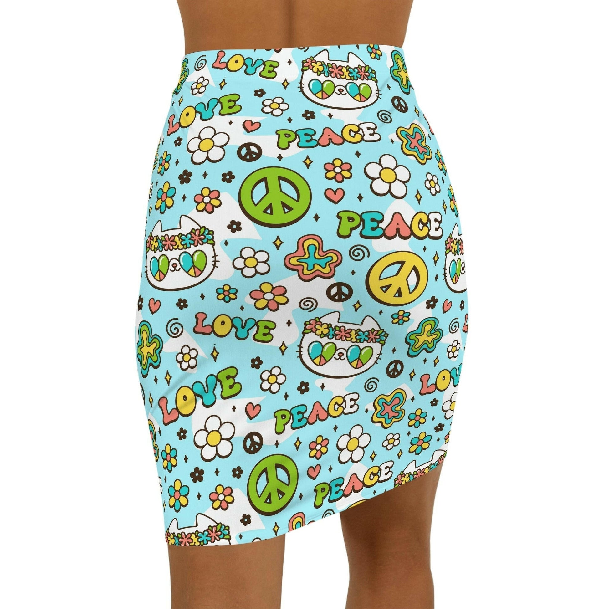 Peace & Love Kitty Women's Mini Skirt - All Over Prints - Epileptic Al’s Shop