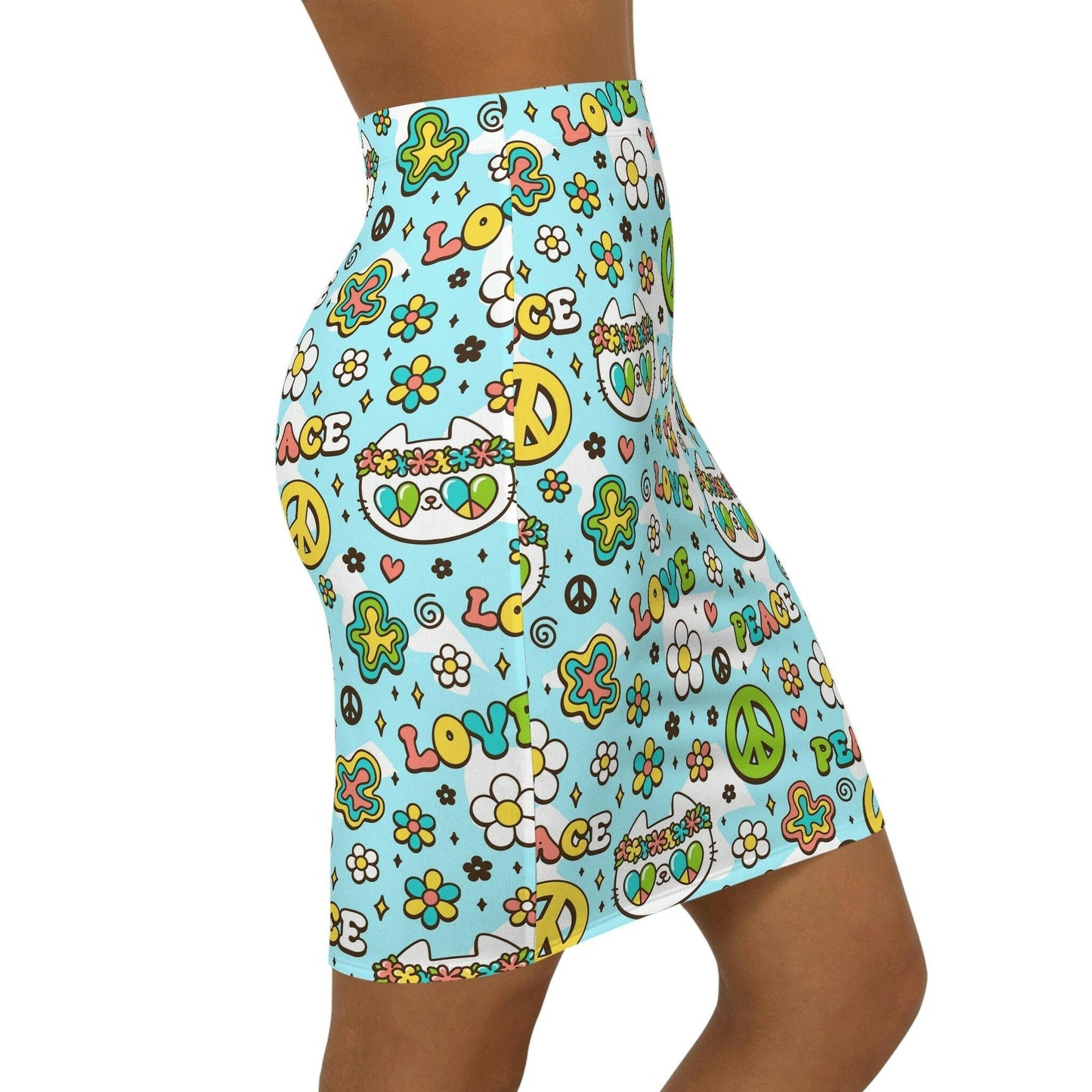 Peace & Love Kitty Women's Mini Skirt - All Over Prints - Epileptic Al’s Shop