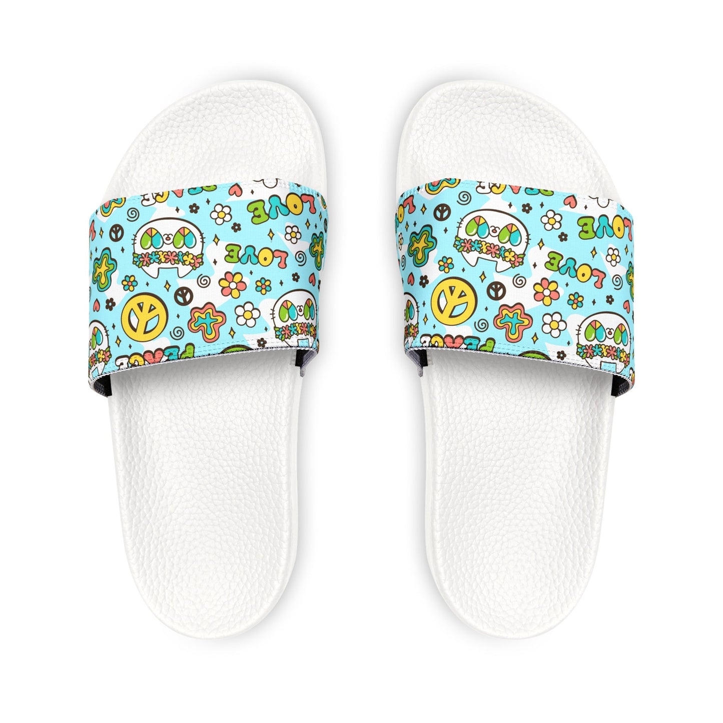 Peace & Love Kitty Youth Removable - Strap Sandals - Shoes - Epileptic Al’s Shop