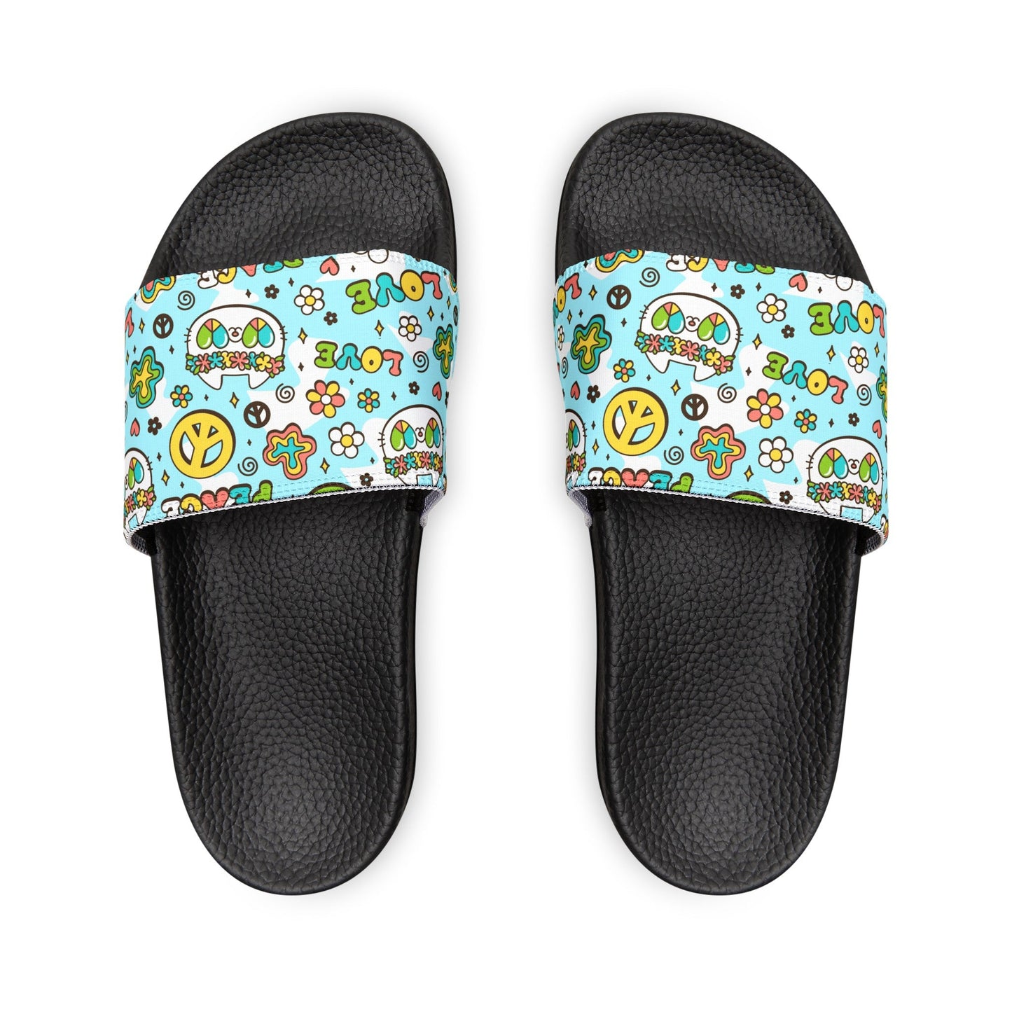 Peace & Love Kitty Youth Removable - Strap Sandals - Shoes - Epileptic Al’s Shop