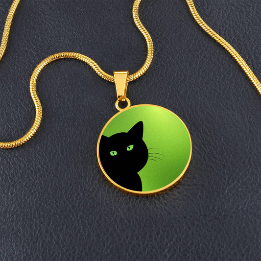 Peeky Kitty on Green Necklace - Jewelry - Epileptic Al’s Shop