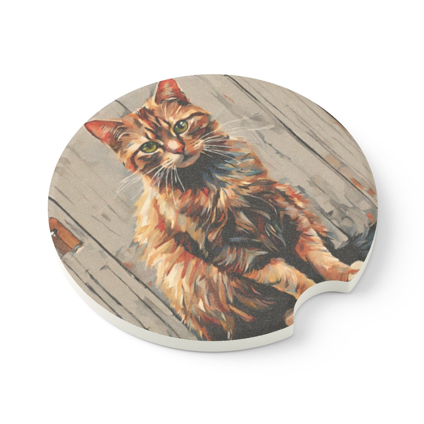 Pensive Cat Brain Soapstone Car Coaster - Home Decor - Epileptic Al’s Shop