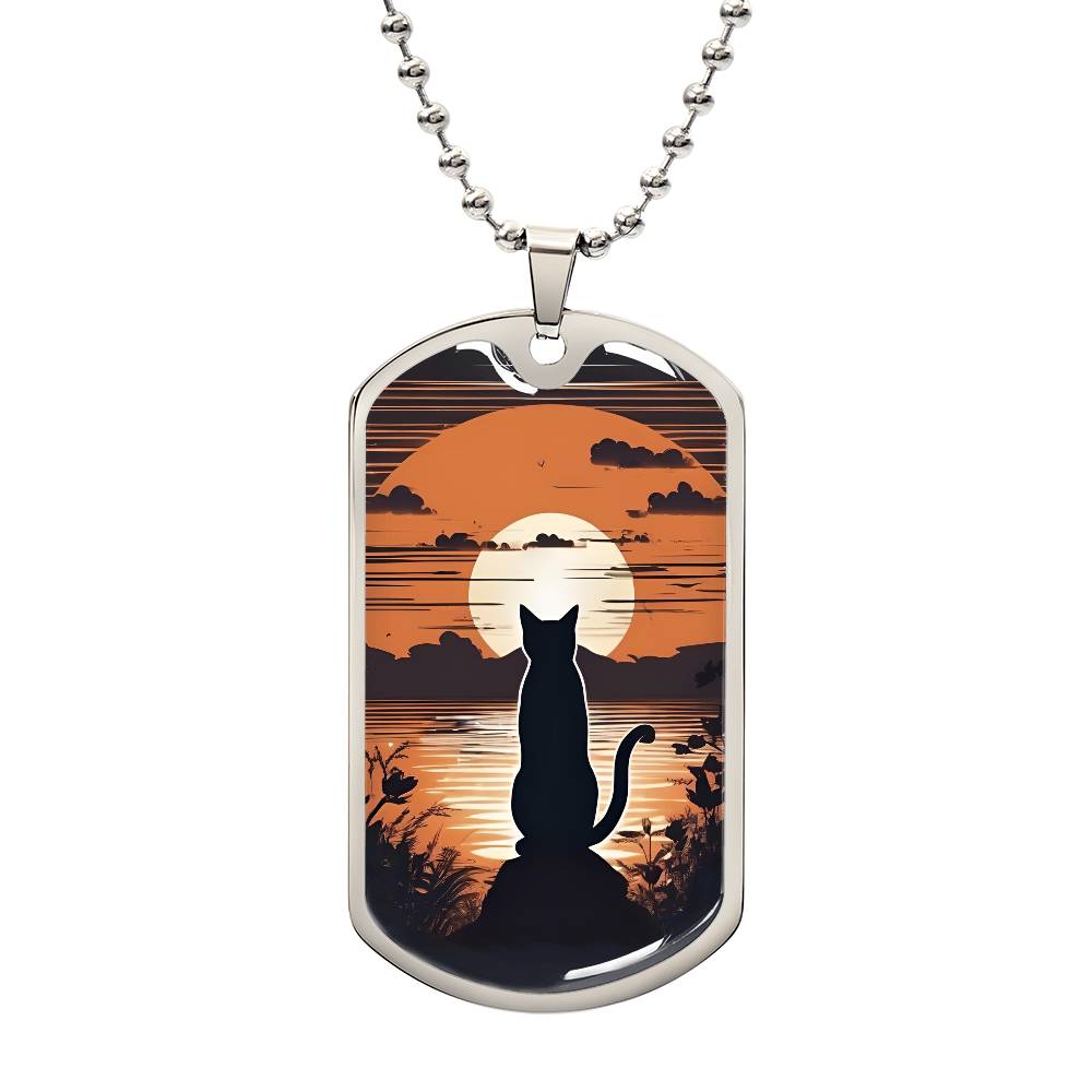 Pensive Kitty at Sunset Necklace - Jewelry - Epileptic Al’s Shop