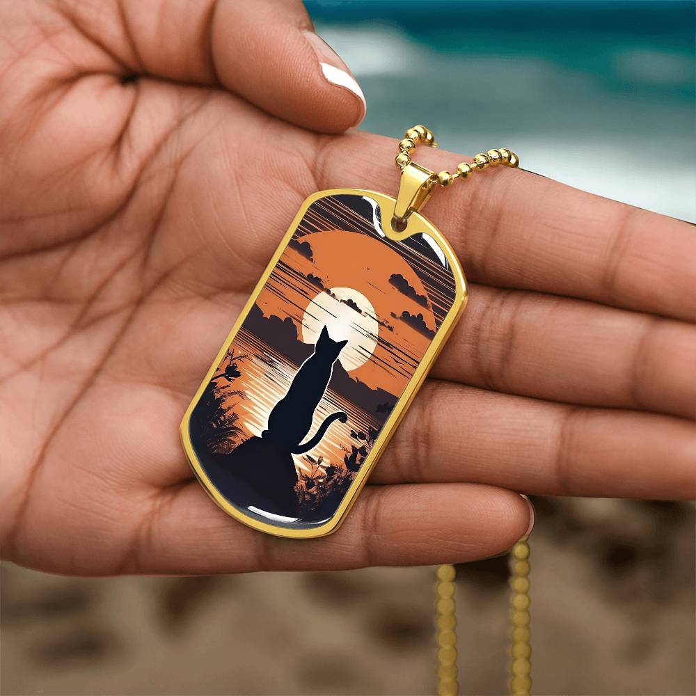 Pensive Kitty at Sunset Necklace - Jewelry - Epileptic Al’s Shop