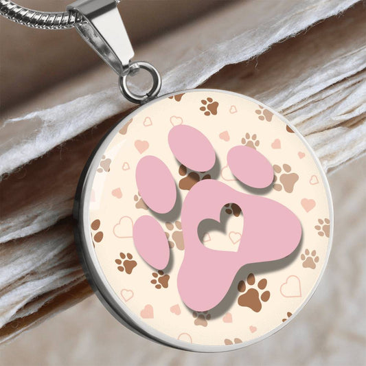 Pink & Beige Paws Necklace - Jewelry - Epileptic Al’s Shop