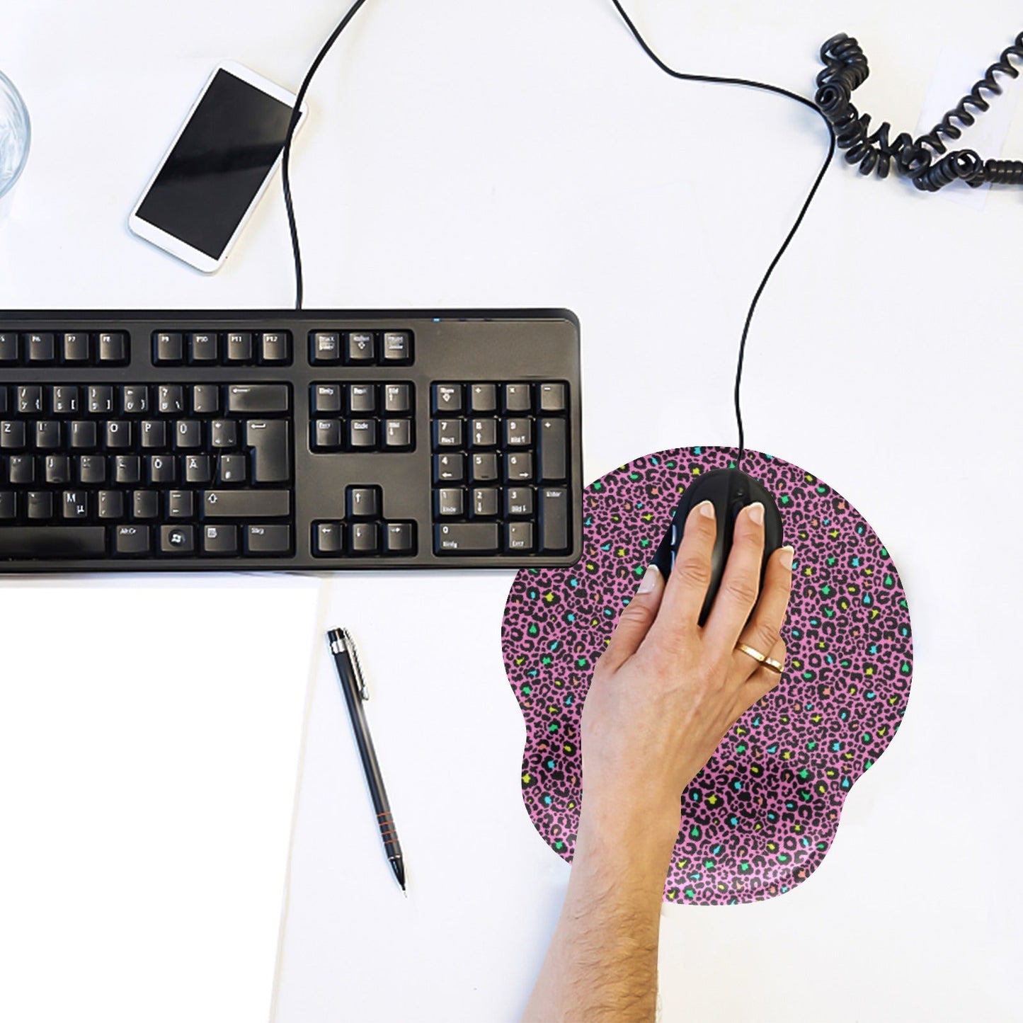 Pink Cheetah Mousepad with Wrist Rest - Office Accessories - Epileptic Al’s Shop