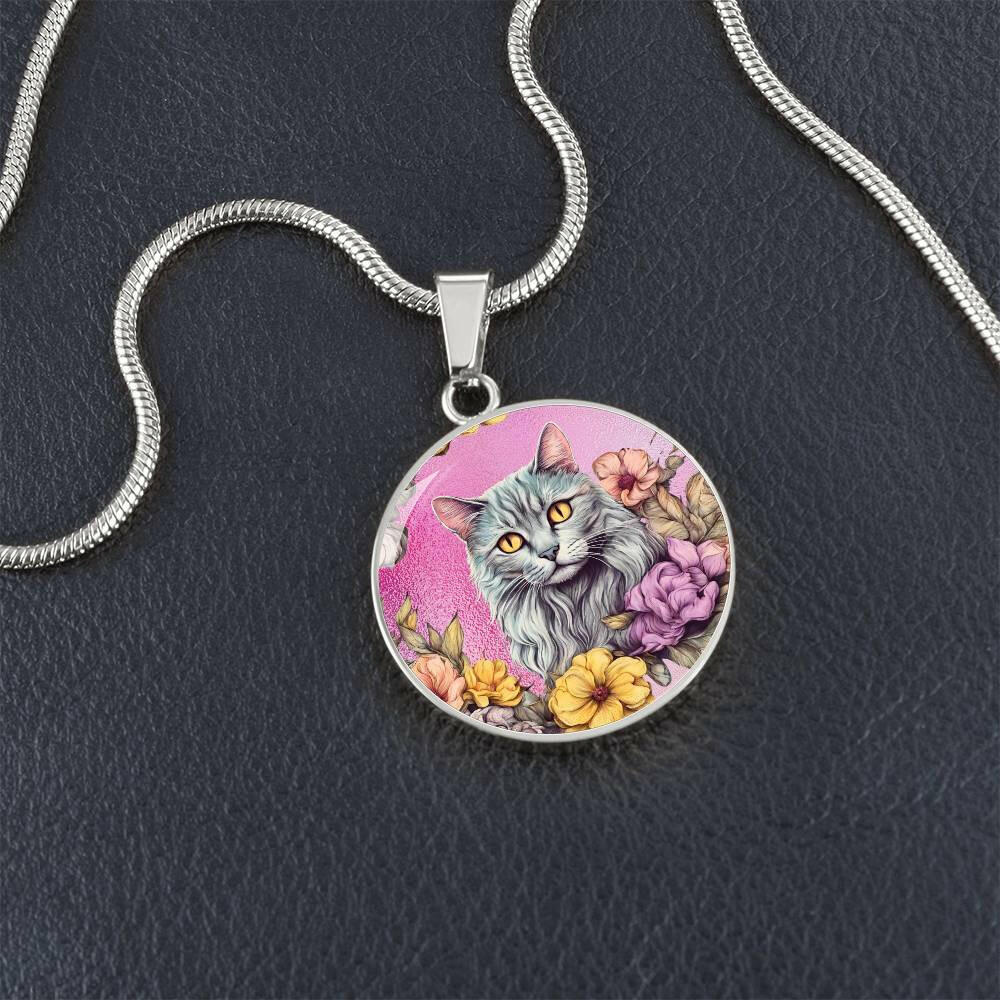 Pink Flower Kitty Necklace - Jewelry - Epileptic Al’s Shop