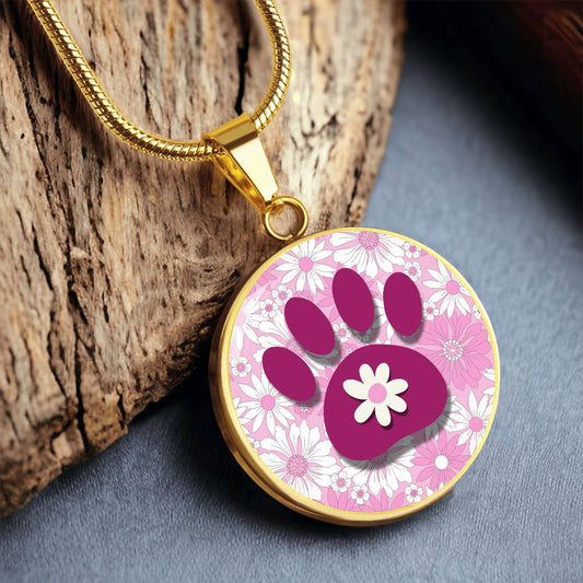 Pink Flowered Paw Necklace - Jewelry - Epileptic Al’s Shop