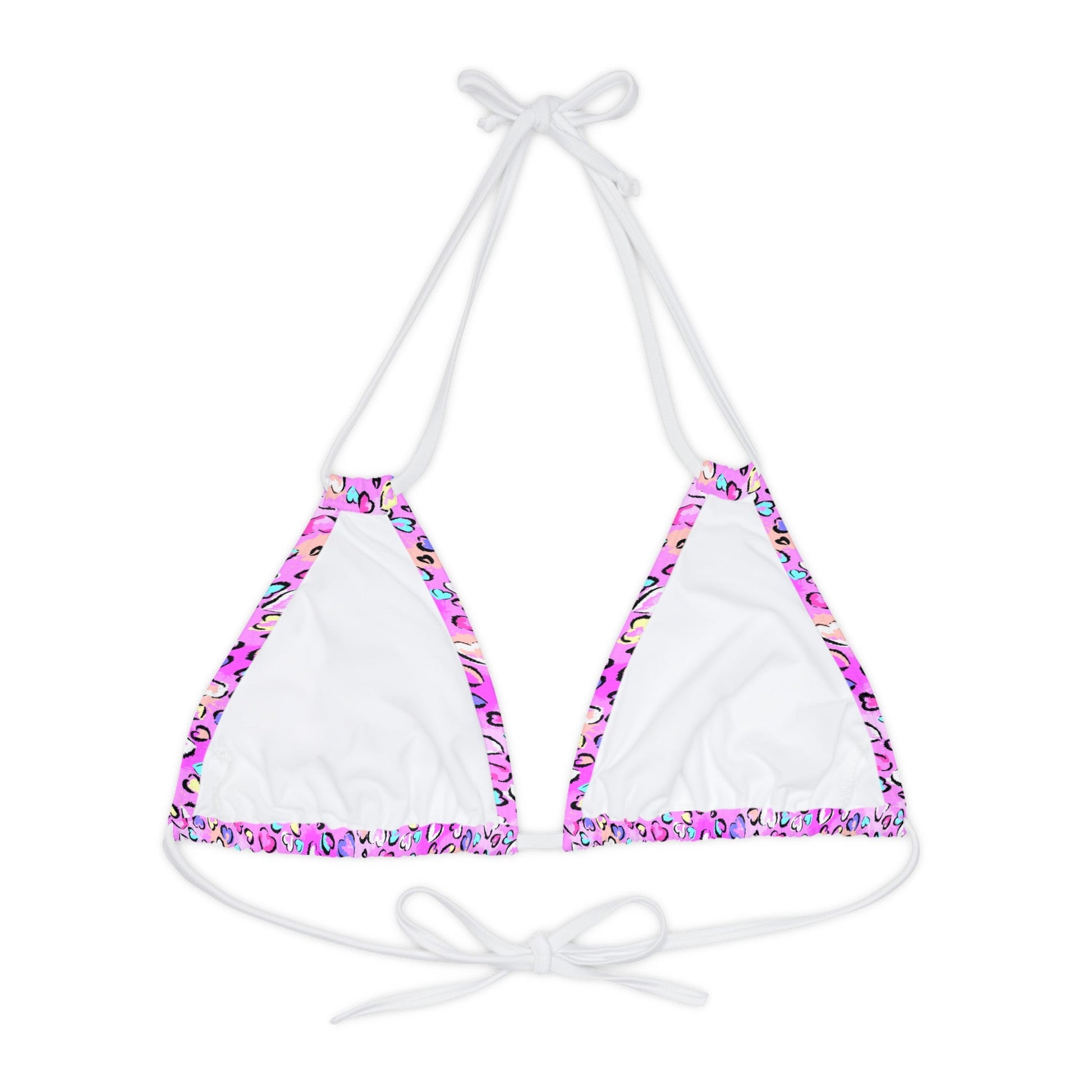 Pink Leopard Strappy Triangle Bikini Top - All Over Prints - Epileptic Al’s Shop