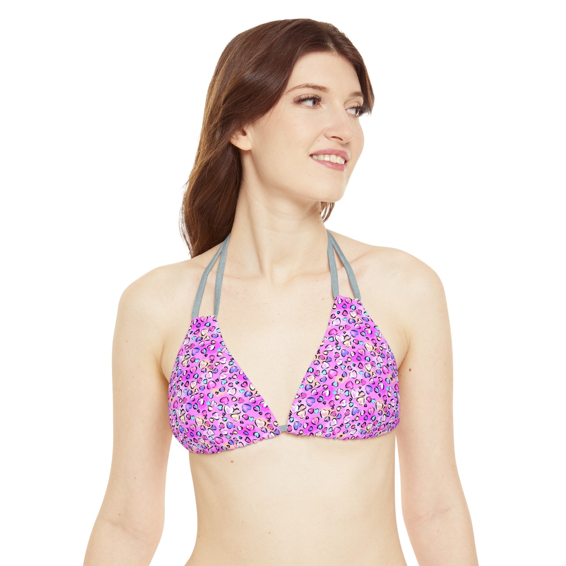 Pink Leopard Strappy Triangle Bikini Top - All Over Prints - Epileptic Al’s Shop