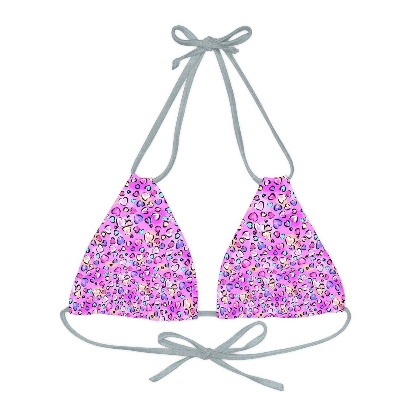 Pink Leopard Strappy Triangle Bikini Top - All Over Prints - Epileptic Al’s Shop