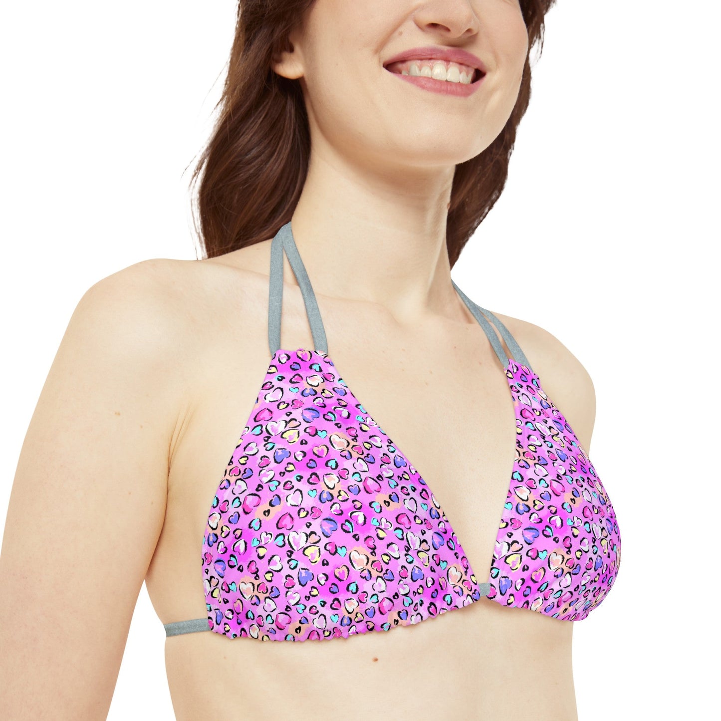 Pink Leopard Strappy Triangle Bikini Top - All Over Prints - Epileptic Al’s Shop