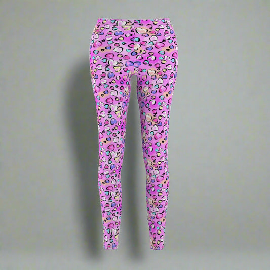 Pink Leopard Women's Cut & Sew Casual Leggings - All Over Prints - Epileptic Al’s Shop