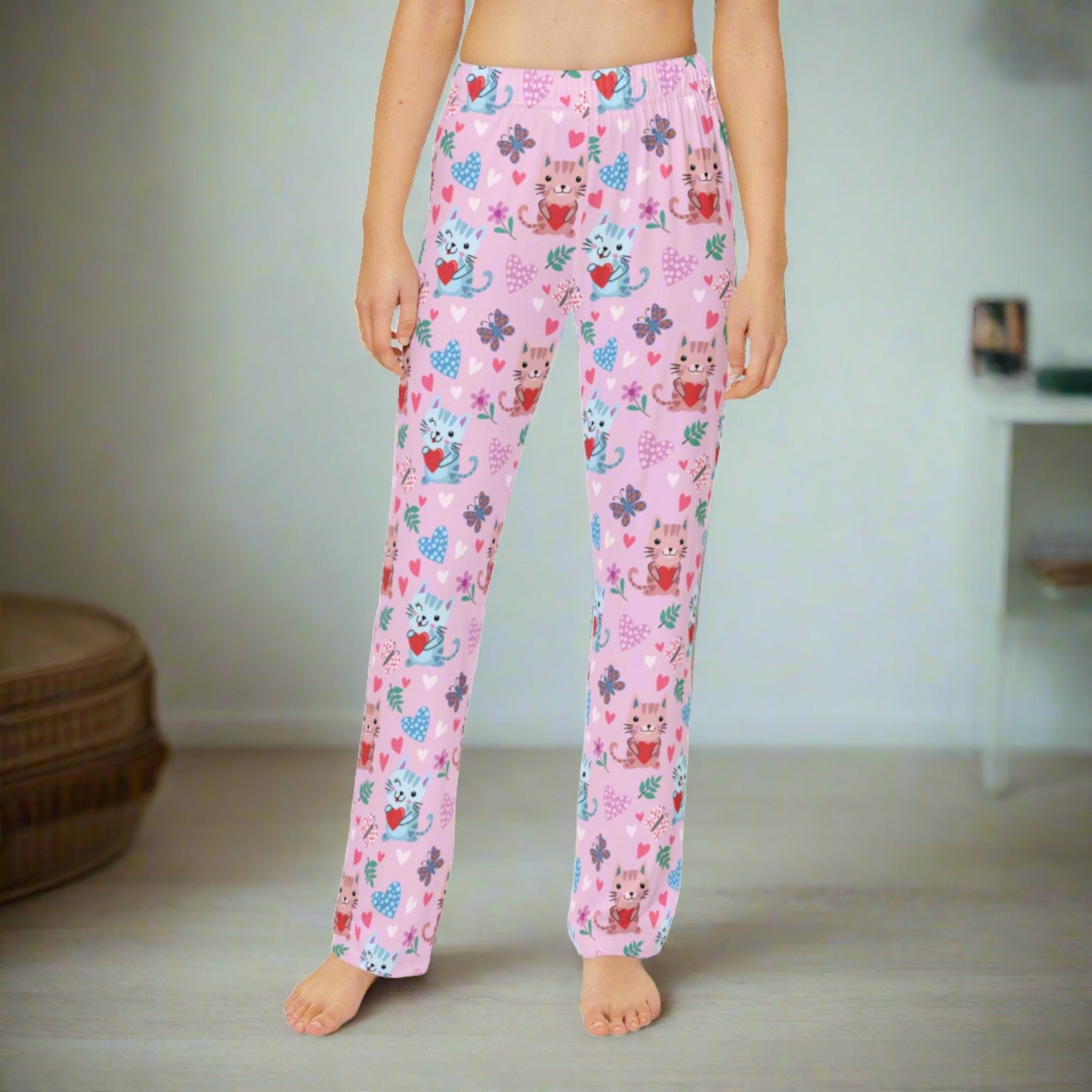 Pink Paw Patch Pajama Pants - All Over Prints - Epileptic Al’s Shop