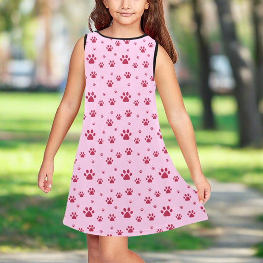 Pink Paws Girls' Sleeveless Dress (D58) - Dresses - Epileptic Al’s Shop