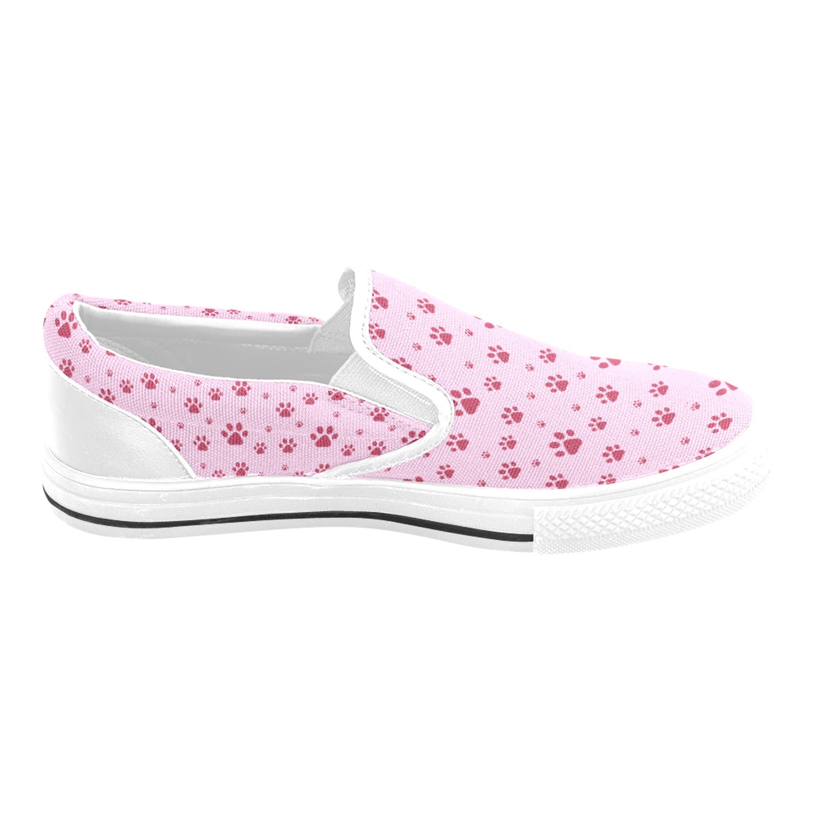 Pink Paws Slip - on Canvas Kid's Shoes (Big Kid) (Model 019) - Shoes - Epileptic Al’s Shop