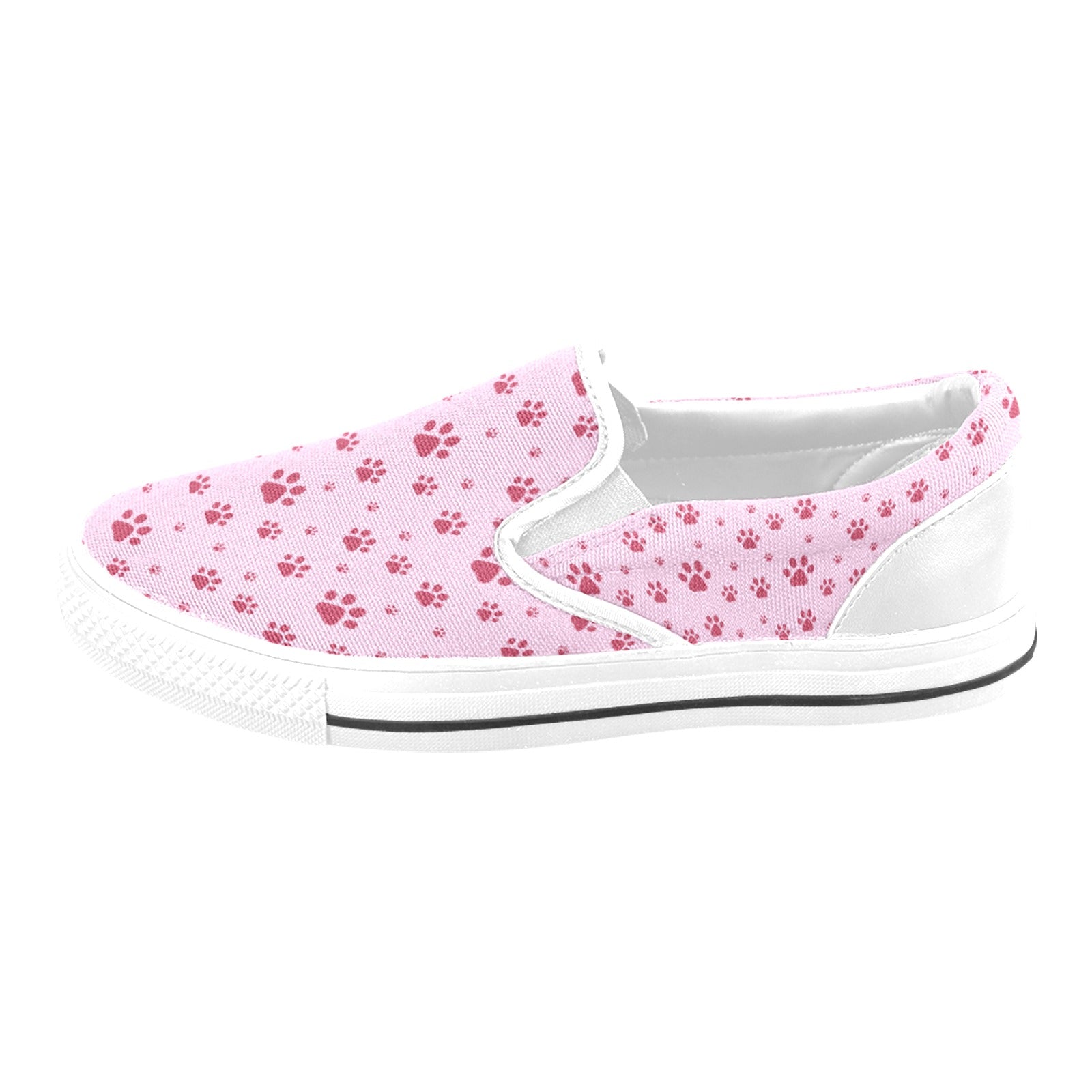 Pink Paws Slip - on Canvas Kid's Shoes (Big Kid) (Model 019) - Shoes - Epileptic Al’s Shop