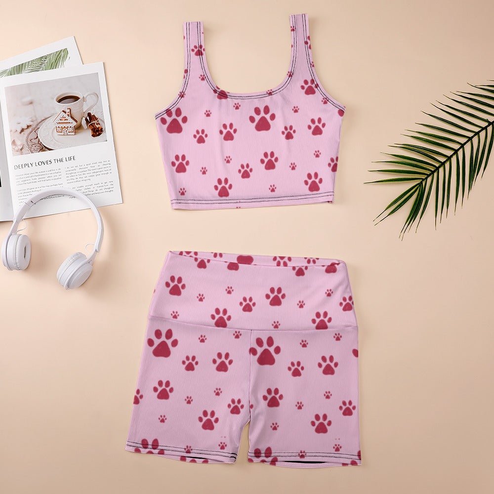 Pink Paws Thread Yoga Vest Set - Activewear - Epileptic Al’s Shop