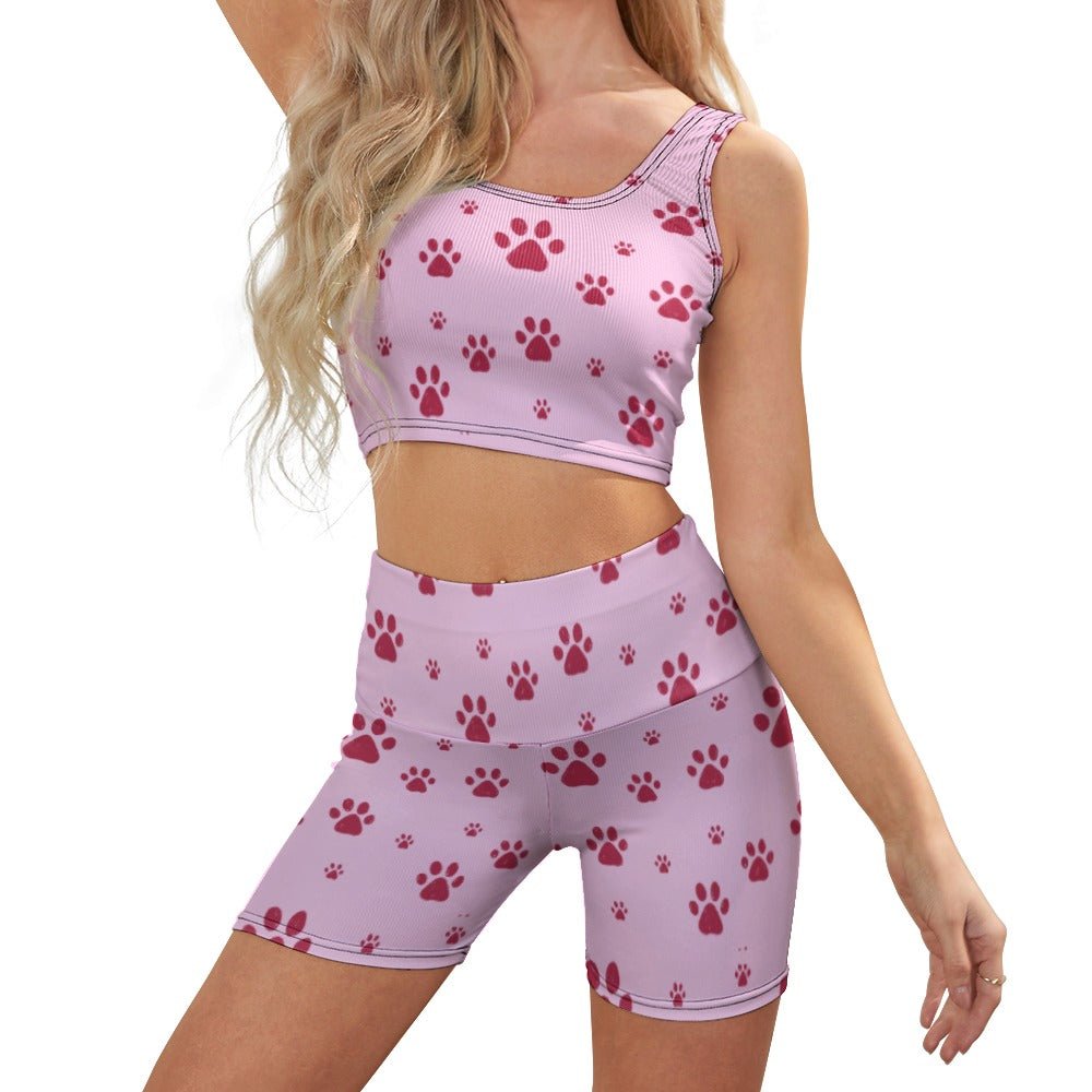 Pink Paws Thread Yoga Vest Set - Activewear - Epileptic Al’s Shop