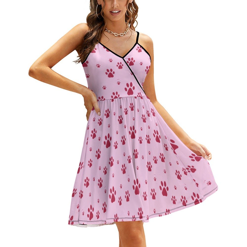 Pink Paws Women's Elegant Suspender Dress - Dresses - Epileptic Al’s Shop