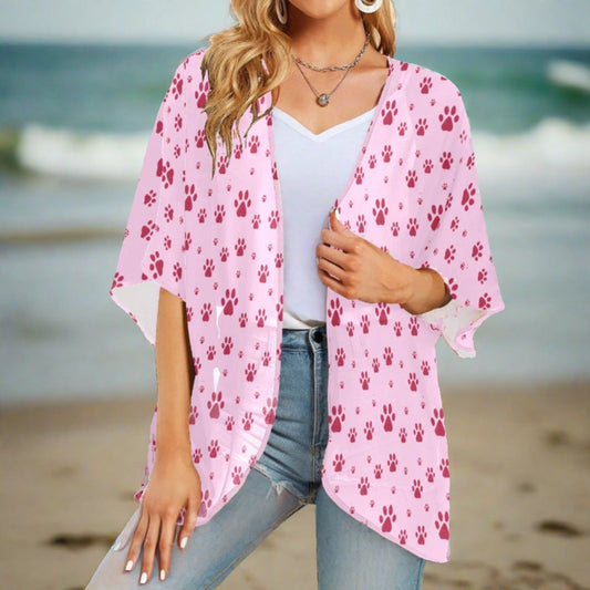 Pink Paws Women's Kimono Chiffon Cover Up (H51) - Activewear - Epileptic Al’s Shop