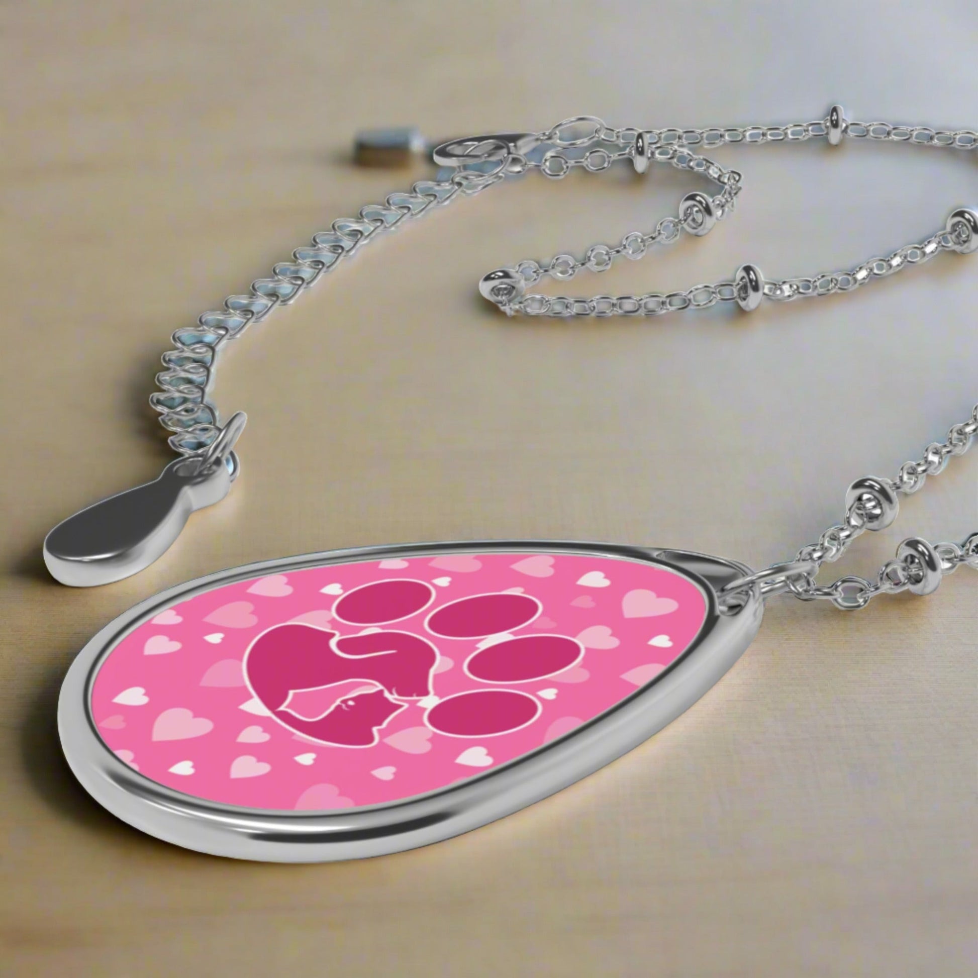 Pink Pet Love Oval Necklace - Jewelry - Epileptic Al’s Shop