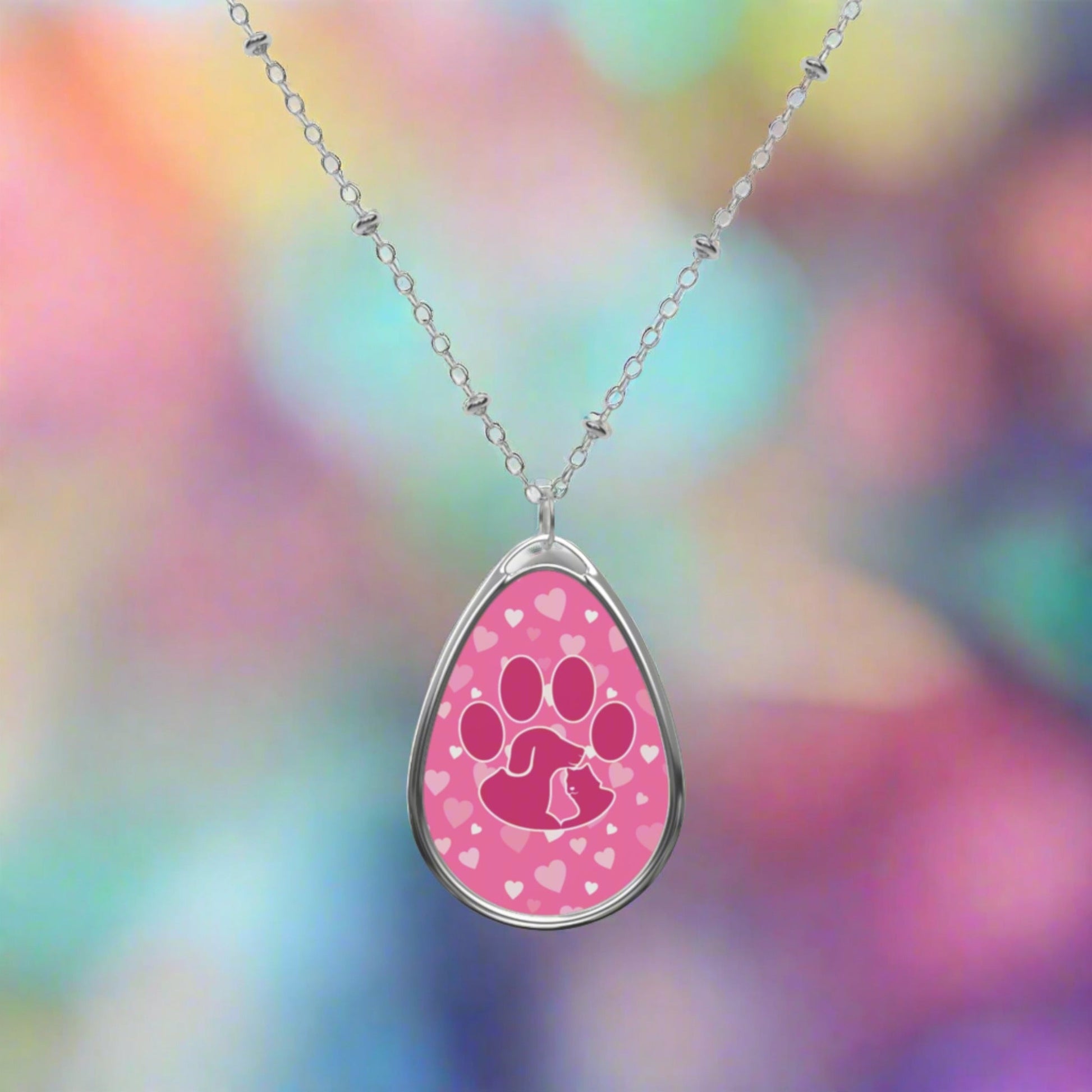 Pink Pet Love Oval Necklace - Jewelry - Epileptic Al’s Shop