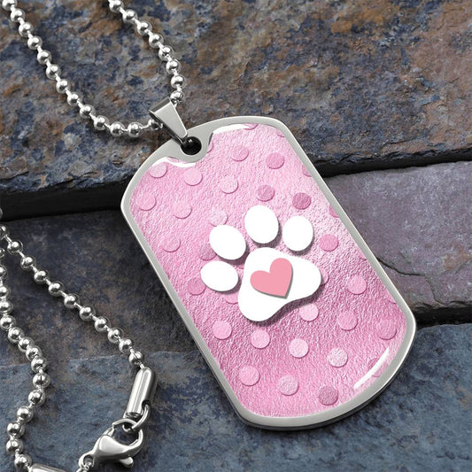 Pink Polkadot Paw Necklace - Jewelry - Epileptic Al’s Shop