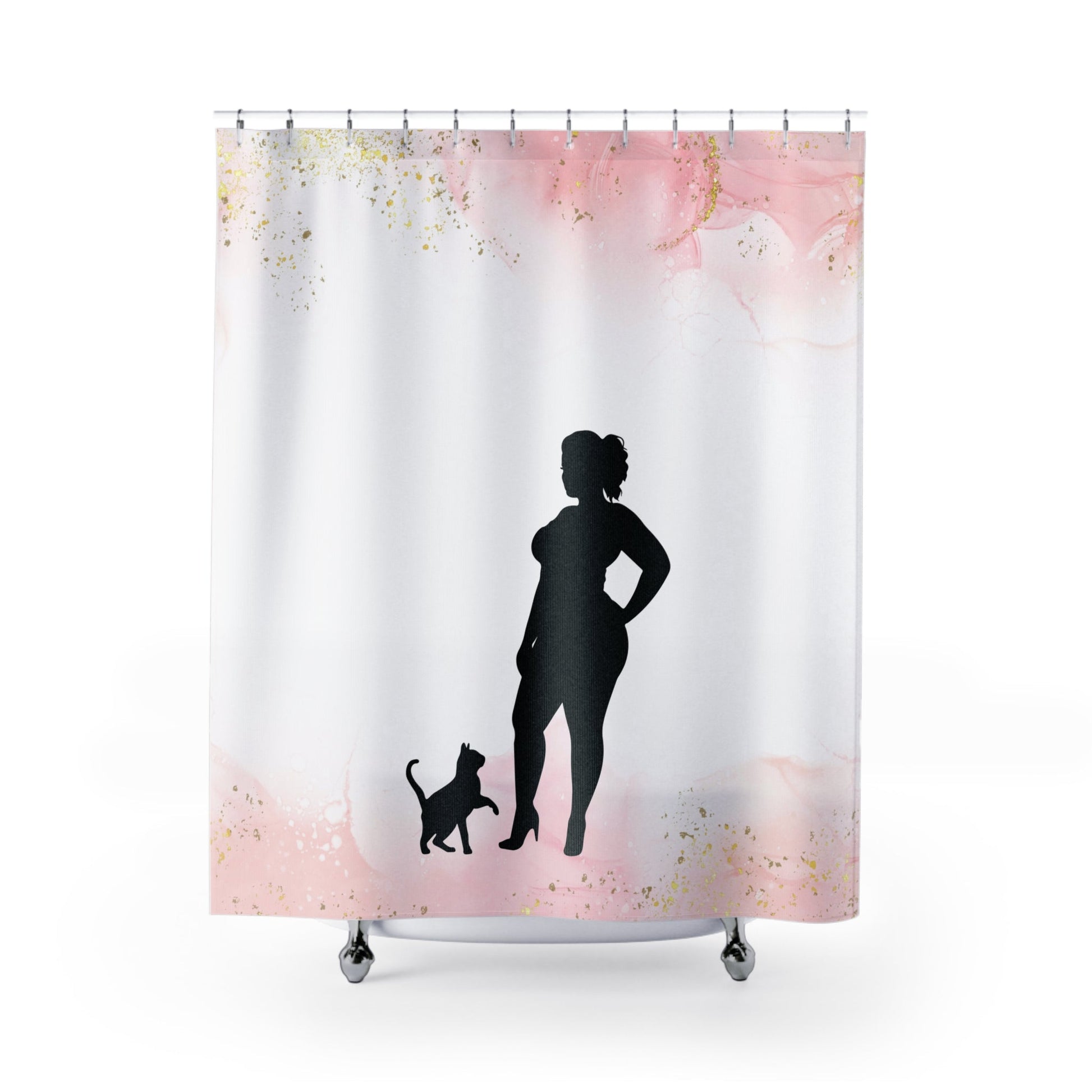 Pink & White Cat Lady Shower Curtains - Home Decor - EpiAl's Shop