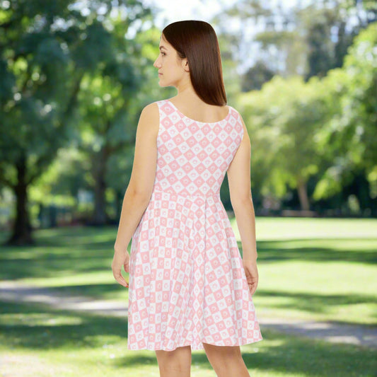 Pink & White Women's Skater Dress - All Over Prints - Epileptic Al’s Shop