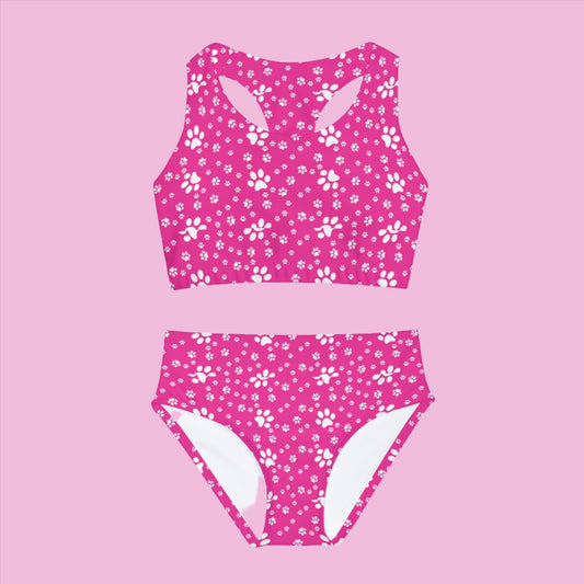 Pinky Paws Girls’ Two Piece Swimsuit - All Over Prints - Epileptic Al’s Shop