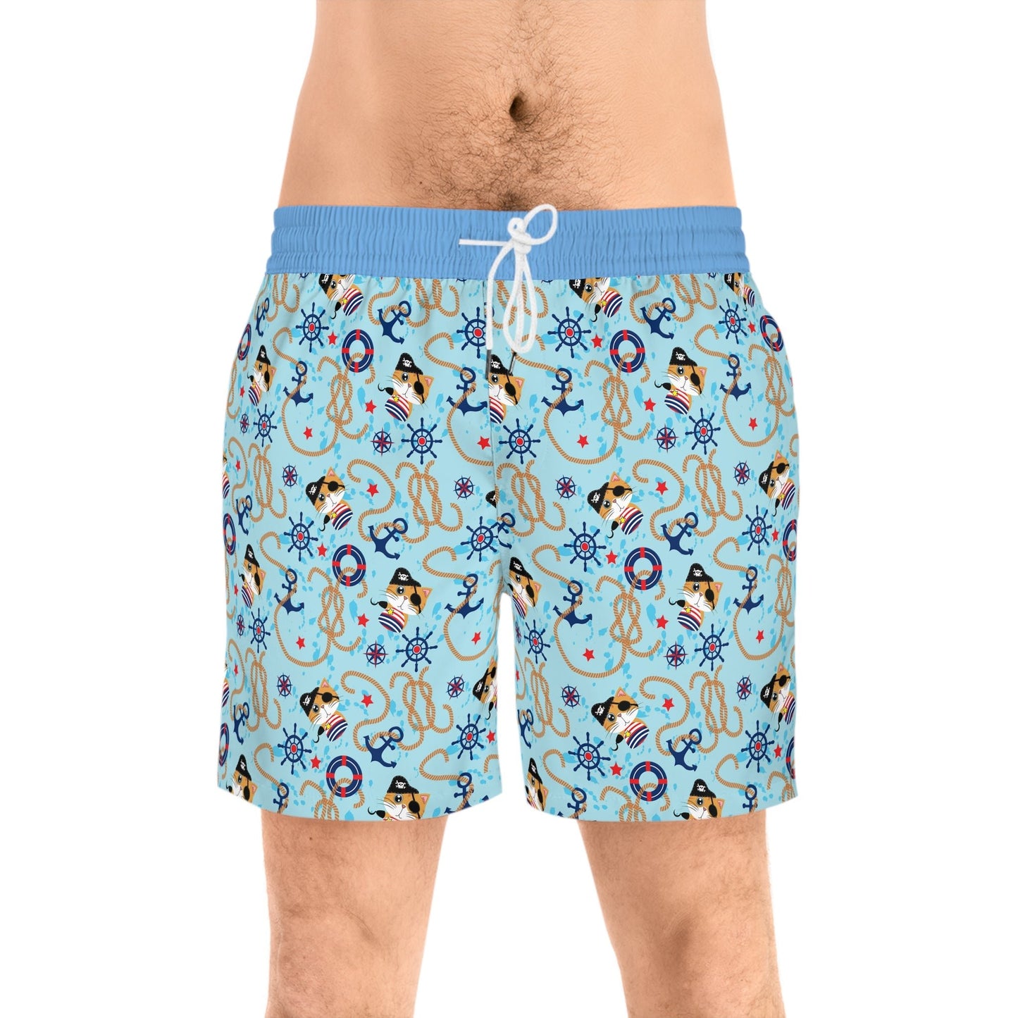 Pirate Cat Men's Mid - Length Swim Shorts - All Over Prints - Epileptic Al’s Shop