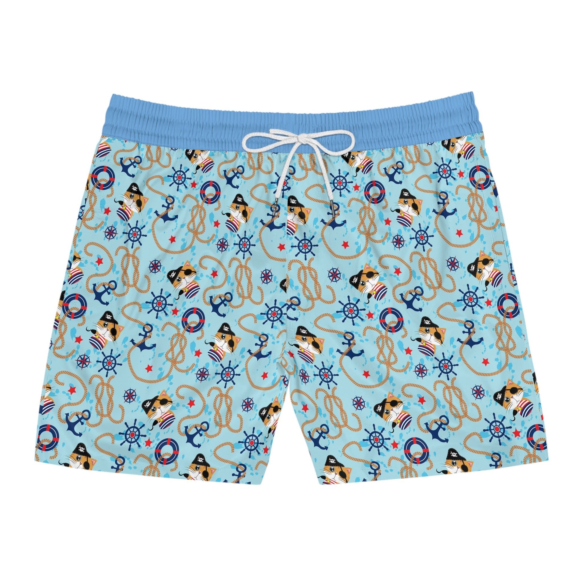 Pirate Cat Men's Mid - Length Swim Shorts - All Over Prints - Epileptic Al’s Shop