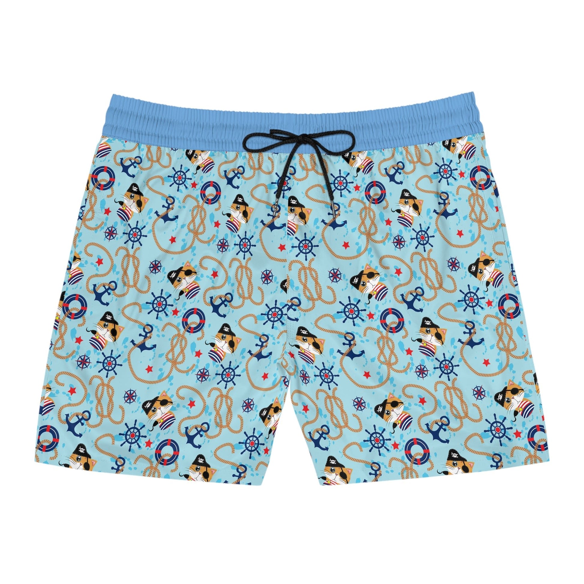 Pirate Cat Men's Mid - Length Swim Shorts - All Over Prints - Epileptic Al’s Shop