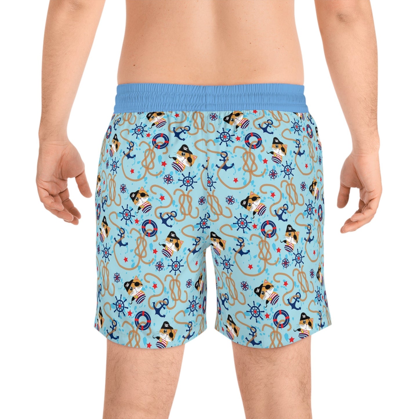 Pirate Cat Men's Mid - Length Swim Shorts - All Over Prints - Epileptic Al’s Shop