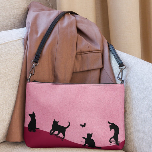 Playful Kitties Pink Crossbody Bag - handbag - EpiAl's Shop