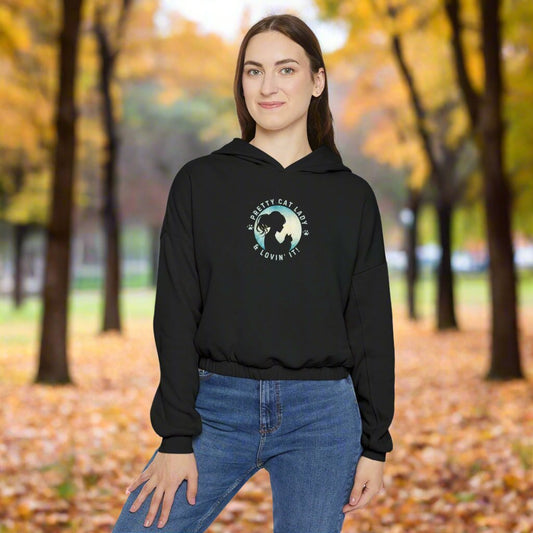 Pretty Cat Lady Women's Cinched Bottom Hoodie - Hoodie - EpiAl's Shop