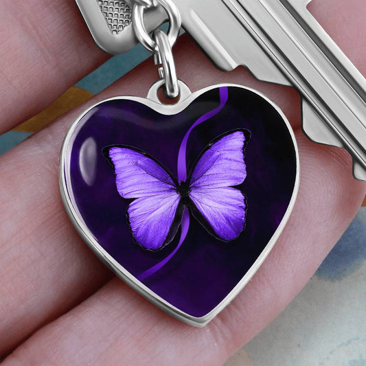 Purple Butterfly Seizure Awareness Keychain - Jewelry - Epileptic Al’s Shop