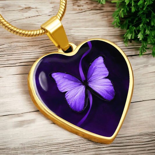 Purple Butterfly Seizure Awareness Necklace - Jewelry - Epileptic Al’s Shop
