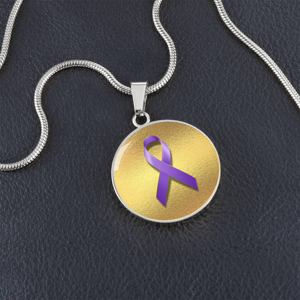 Purple Epilepsy Ribbon on Gold - Jewelry - Epileptic Al’s Shop