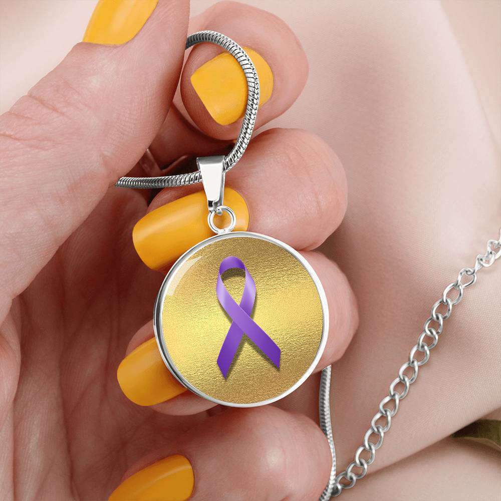 Purple Epilepsy Ribbon on Gold - Jewelry - Epileptic Al’s Shop