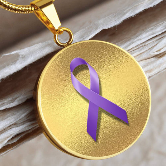 Purple Epilepsy Ribbon on Gold - Jewelry - Epileptic Al’s Shop